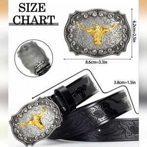 Western bull longhorn steer belt Buckle Choose Color Belt Not Incuded